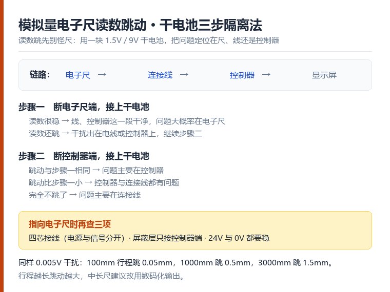 Dry battery isolation method: sensor, cable, controller and display tested section by section